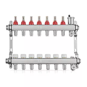 JG Underfloor 7 Port LowFit Underfloor Heating Manifold Brushed Steel 3 JG Underfloor 7 Port LowFit Underfloor Heating Manifold Brushed Steel