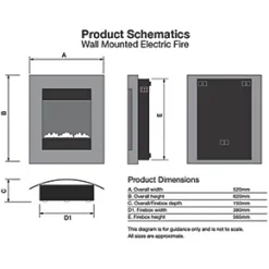 Focal Point Ebony Black Remote Control Wall-Mounted Electric Fire 12 Focal Point Ebony Black Remote Control Wall-Mounted Electric Fire -Underfloor Heating Sales 1790G A4