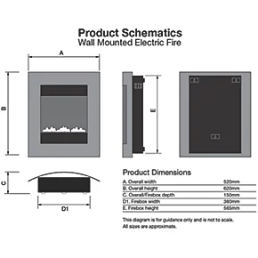 Focal Point Ebony Black Remote Control Wall-Mounted Electric Fire 7 Focal Point Ebony Black Remote Control Wall-Mounted Electric Fire - Image 5