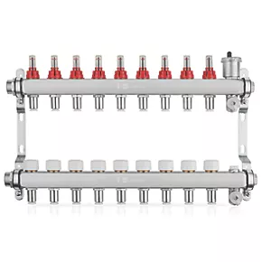 JG Underfloor 9 Port LowFit Underfloor Heating Manifold Brushed Steel 3 JG Underfloor 9 Port LowFit Underfloor Heating Manifold Brushed Steel