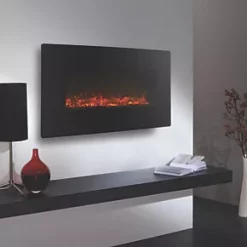 Focal Point Pasadena Black Remote Control Wall-Mounted Electric Fire -Underfloor Heating Sales 4132G A2