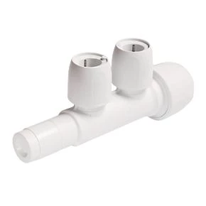 Hep2O Plastic Push-Fit Reducing 2 Port Closed Spigot Manifold 22 x 15mm 3 Hep2O Plastic Push-Fit Reducing 2 Port Closed Spigot Manifold 22 x 15mm