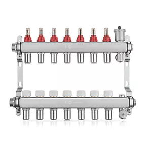 JG Underfloor 7 Port Underfloor Heating Manifold Brushed Steel 3 JG Underfloor 7 Port Underfloor Heating Manifold Brushed Steel