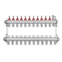JG Underfloor 11 Port Underfloor Heating Manifold Brushed Steel