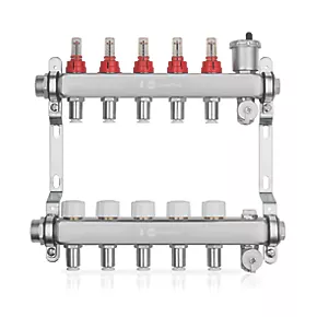 JG Underfloor 5 Port LowFit Underfloor Heating Manifold Brushed Steel 3 JG Underfloor 5 Port LowFit Underfloor Heating Manifold Brushed Steel