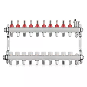 JG Underfloor 10 Port LowFit Underfloor Heating Manifold Brushed Steel 3 JG Underfloor 10 Port LowFit Underfloor Heating Manifold Brushed Steel