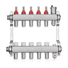 JG Underfloor 5 Port Underfloor Heating Manifold Brushed Steel 3 JG Underfloor 5 Port Underfloor Heating Manifold Brushed Steel