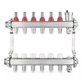 JG Underfloor 6 Port LowFit Underfloor Heating Manifold Brushed Steel 3 JG Underfloor 6 Port LowFit Underfloor Heating Manifold Brushed Steel